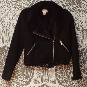 Faux Suede Moto Jacket Faux Fur lined